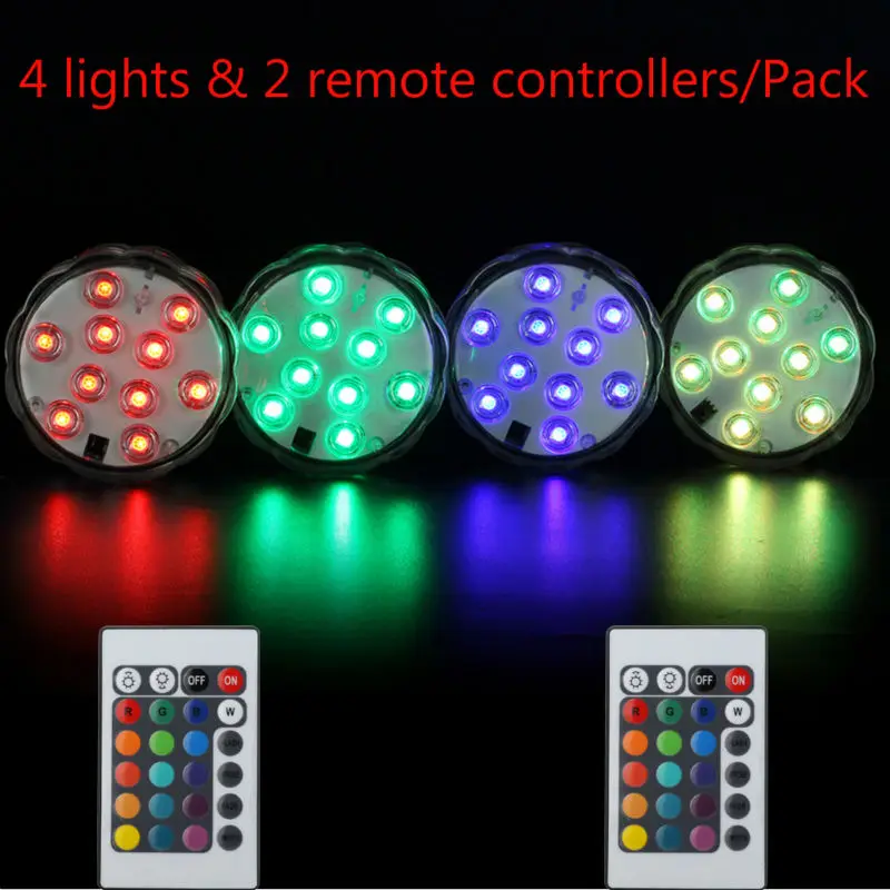 

1 pc 10 Multicolor smd RGB MultiColor Waterproof Wedding Party Vase submersible Floral led Base Light+ 24key Remote