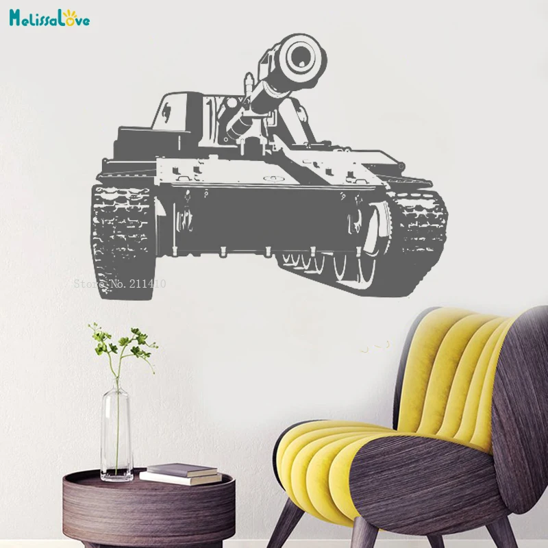 Cool Art Wall Vinyl Mighty Tank Military War Army Cool Decal Mural Home Decor for Boy Teens Self-adhesive Posters YT1400