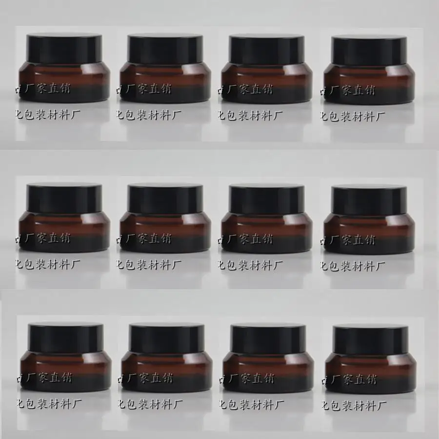 

15g brown glass cream jar with black plastic lid, 15 grams cosmetic jar,packing for sample/eye cream,15g mini glass bottle