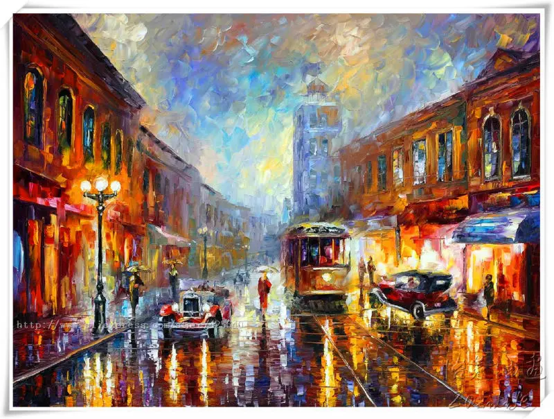 

Paris street scene Oil painting Palette knife oil painting art knife oil painting on canvas hight Quality Hand-painted Painting6