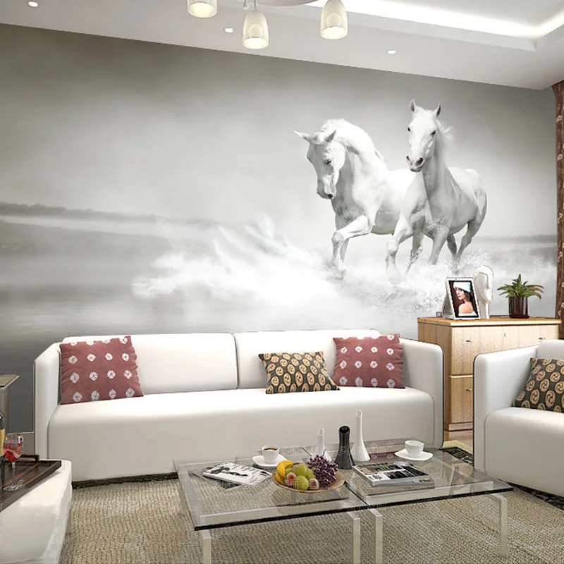 Custom 3D Photo Wallpaper Large Mural Retro White Horse Wall Fresco Sofa Bedroom TV Backdrop Stereo Home Decor Mural Wall Paper