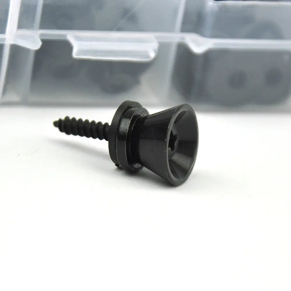 Wholesale 50pcs/lot Black Buttons + Screws Universal Guitar Ukulele Strap Locks Nails