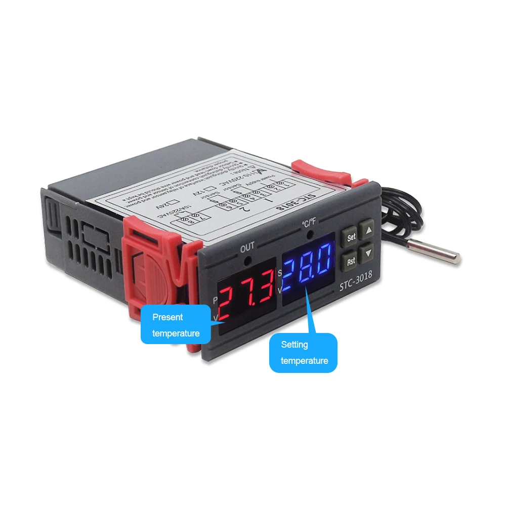 KT1210W STC-3018 Digital Thermoregulator Temperature Controller Thermostat with NTC Sensor Heating and Cooling Control