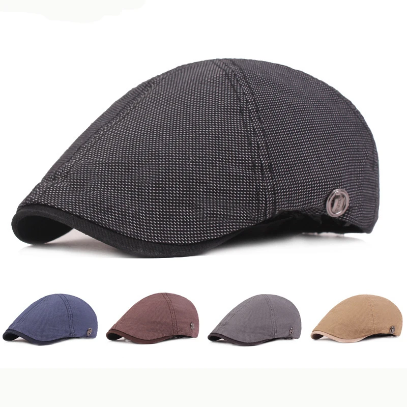 HT2446 Beret Vintage Men Women Cap Hat for Spring Autumn Cotton Retro Beret Hat 6 Panel   Flat Cap Men Women Beret Cap