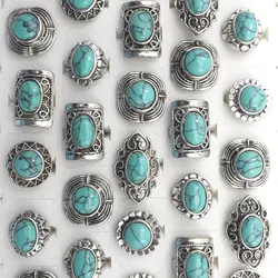 Vintage Style Semi-precious Stone Adjustable Rings 24pcs Wholesale