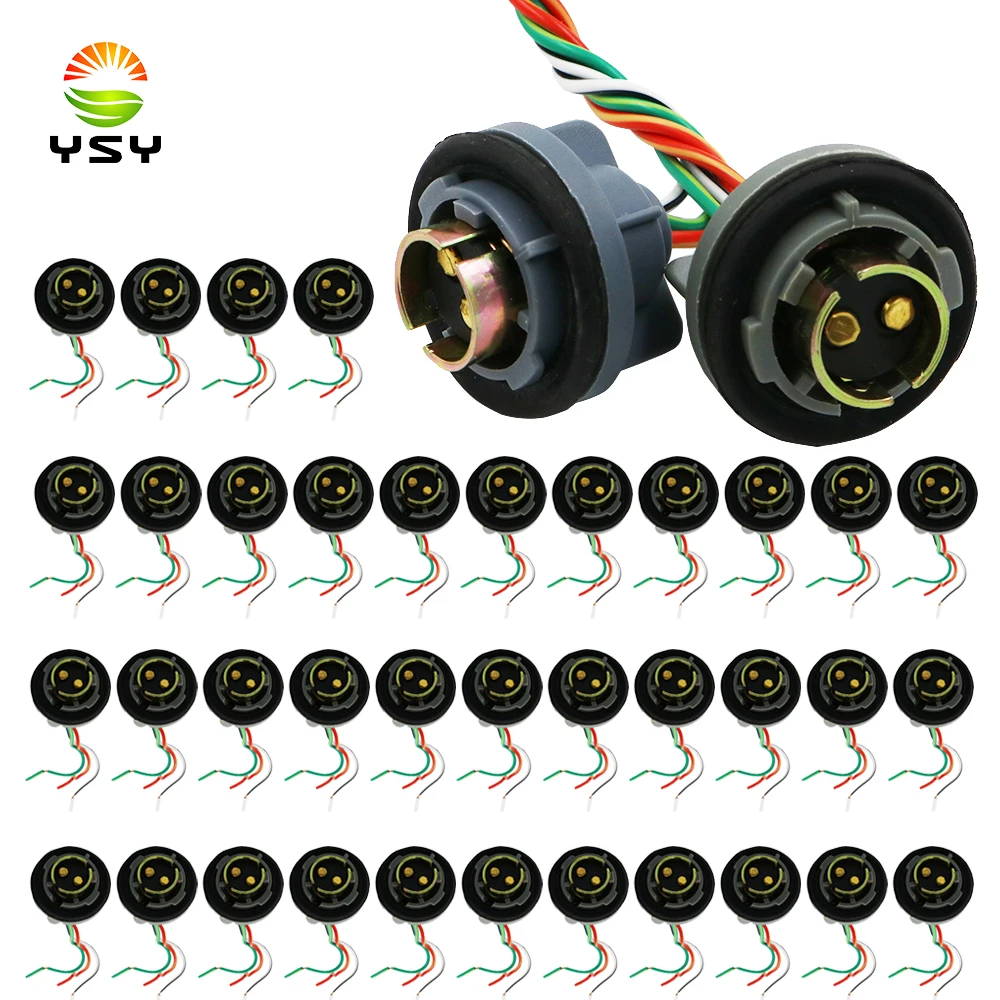 YSY 50pcs Turn Light Brake LED Bulb Sockets Connector Wire Harness For 1157 BAY15d Light Base