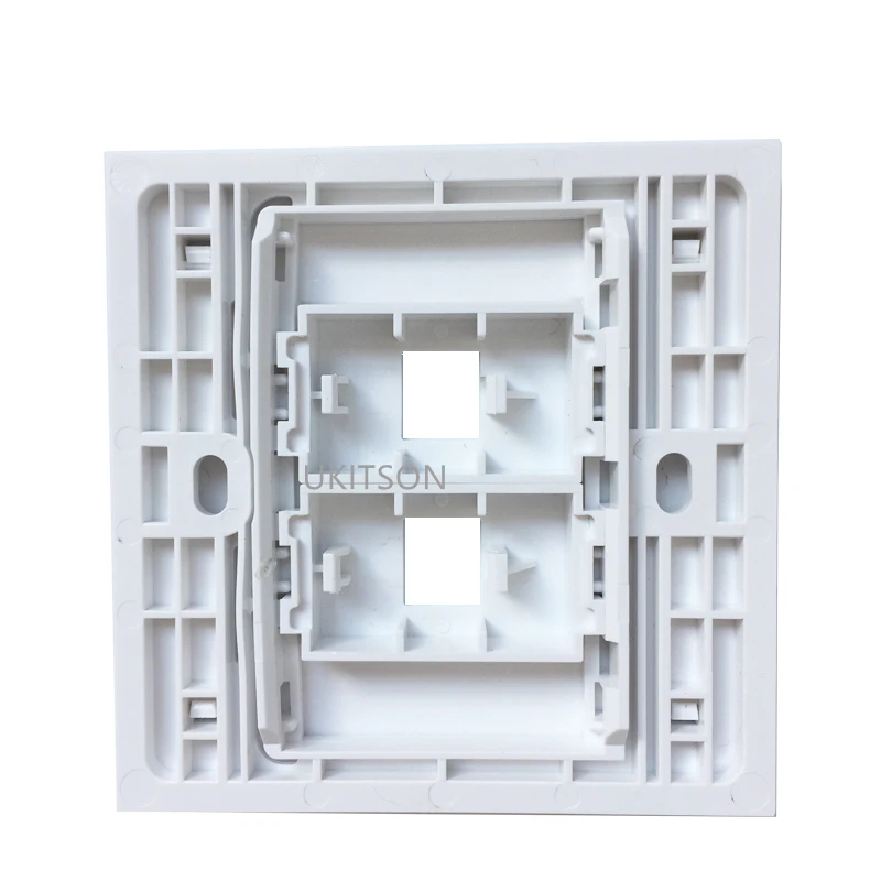 White Color 2 Keystone Jack Ports Wall Panel Faceplate 86x86mm Empty Face Frame For RJ45 Network RJ11 Phone Cover