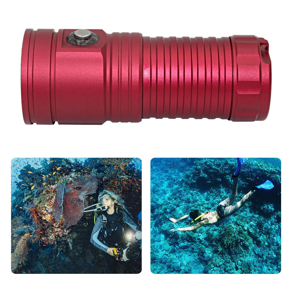 New LED Diving Flashlight Underwater 80M XM L2 Photography Video Camera Tactical Flashlight UV+White+Red LED Lanterna Torch