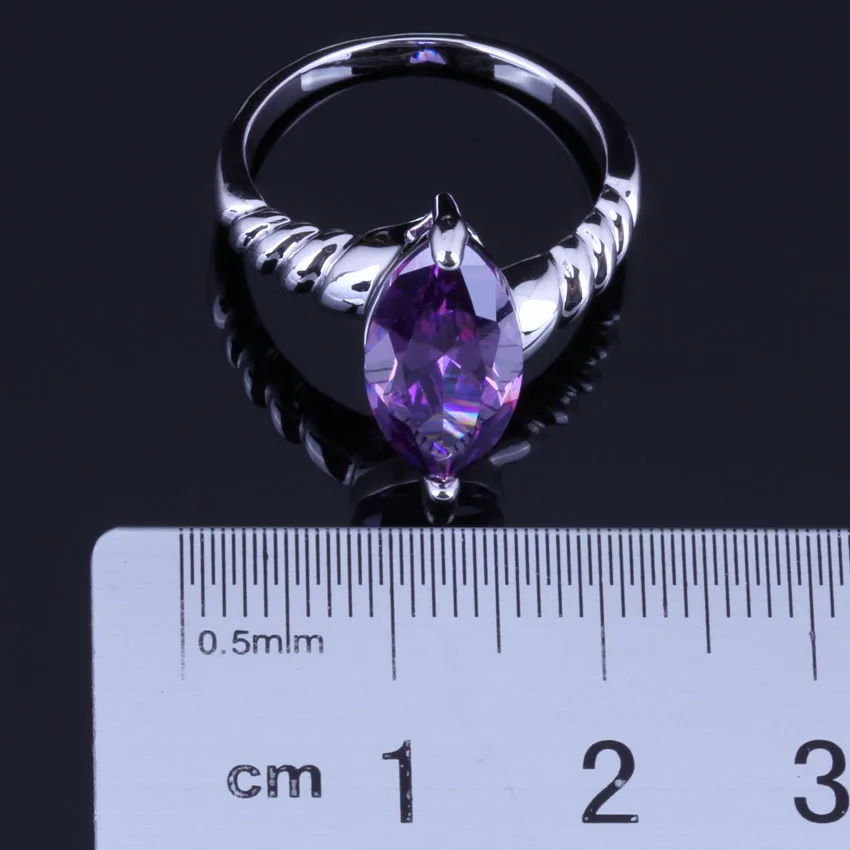 Wonderful Marquise Purple Cubic Zirconia Silver Plated Ring V0671