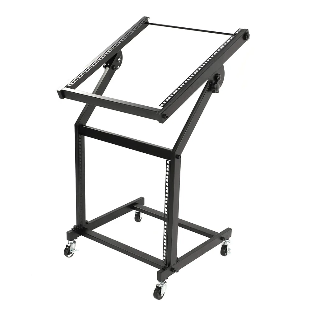 19U Mixer Studio Rack Stand on Wheels Black