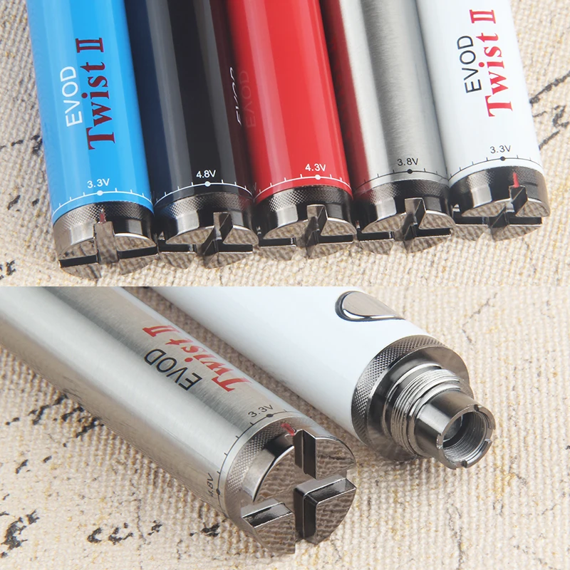 10Pcs Evod Torsione II Batteria Sigaretta Elettronica 3.3 ~ 4.8V di Tensione Variabile eVod Penna Vape 1600mAh per CE4 CE5 Ego 510 Atomizzatori