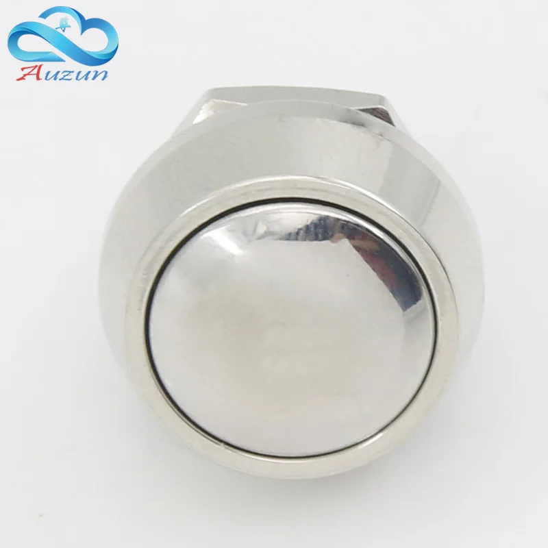 12mm reset metal push button switch 3A220V ball head copper plated nickel car horn door control switch screw foot