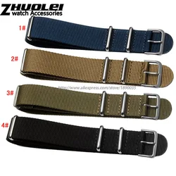 New Arrived nylon watchband 18mm 20mm 22mm 24mm waterproof Straps sport Army green khaki blue wrist band Bracelet accessories