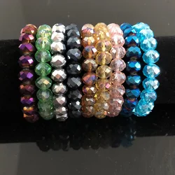 Handmade Women 10mm Rhinestone Glass Crystal Beaded Round Beads Stretch Elastic Rope Bracelet Bangle Bracelets Girl Wrap Jewelry