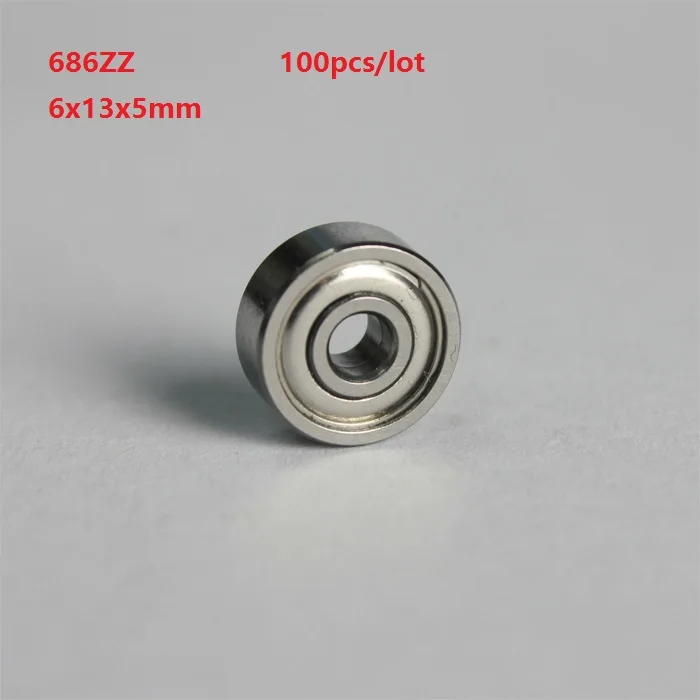 

100pcs/lot 686ZZ 686 ZZ 6x13x5mm Deep Groove Ball Bearings Miniature mini bearing Double metal cover 6*13*5mm