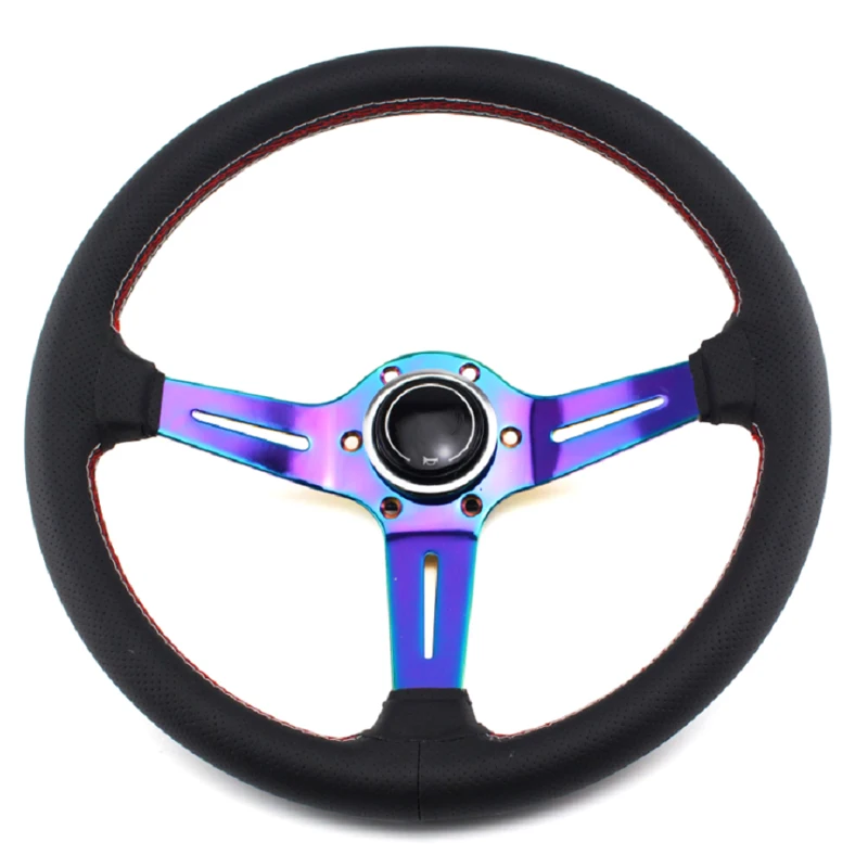 13.5inch (345mm) Steering Wheel Leather Neochrome Roasted Blue Deep 68mm Racing Game Steering Wheel