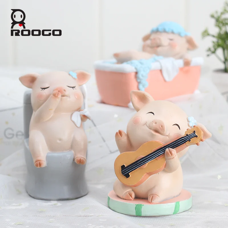 Roogo Creative Cute Little Lazy Pig Mini Home Decoration Accessories Desktop Craft Decor Ornament Gifts For Girlfriend