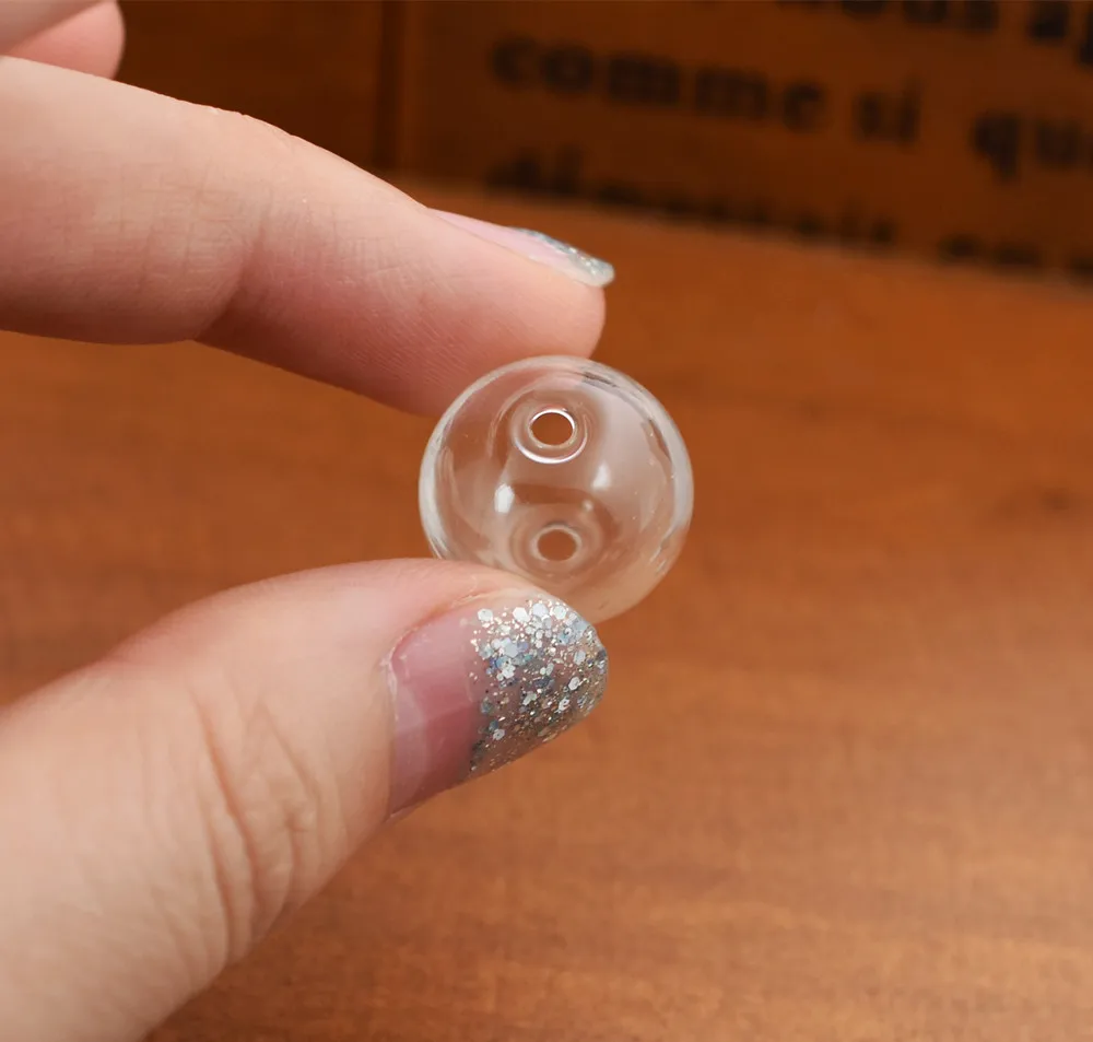 10 sztuk 12-30mm pusta szklana kula podwójny otwór okrągła bańka szklana kula kule komponenty do biżuterii koraliki akcesoria DIY Handmade — zdjęcie 4