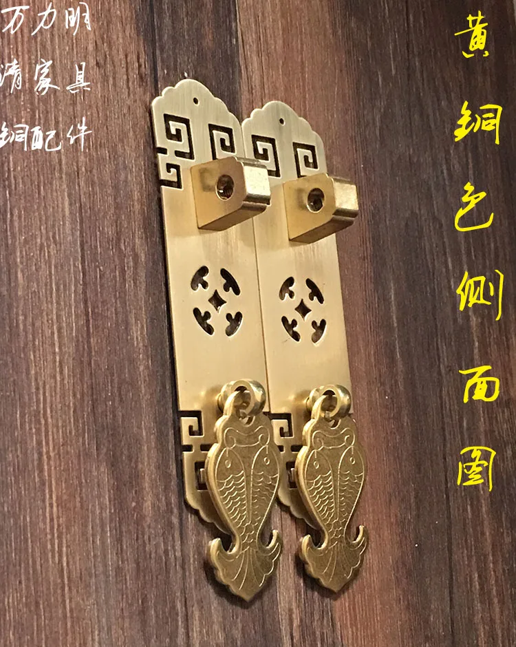 Chinese antique bronze handle a pure straight vertical wooden cabinet door handle classical copper lines