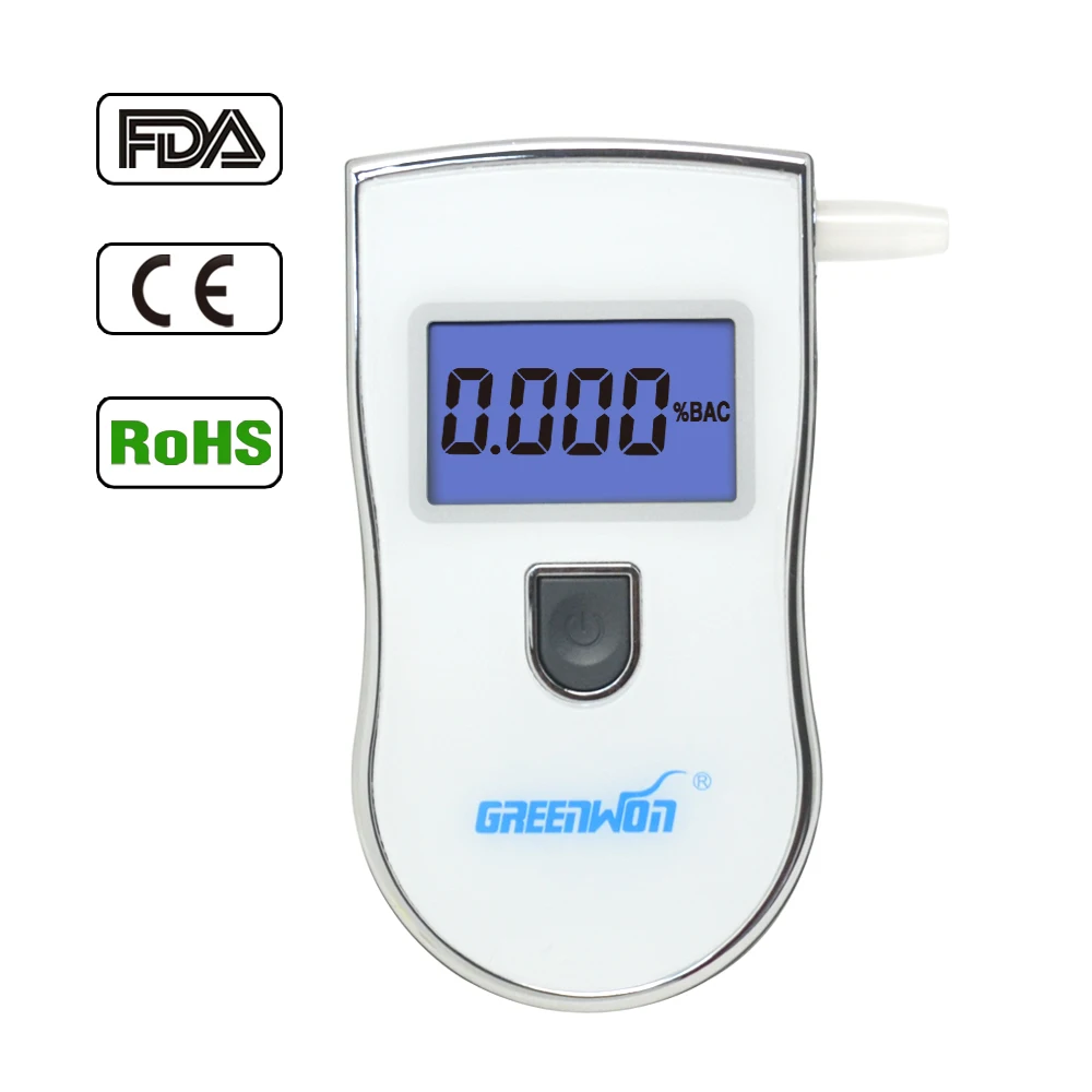 

greenwon New white Portable Analyzer Police Digital Breath Alcohol Tester Breathalyzer Mouthpieces free shipping