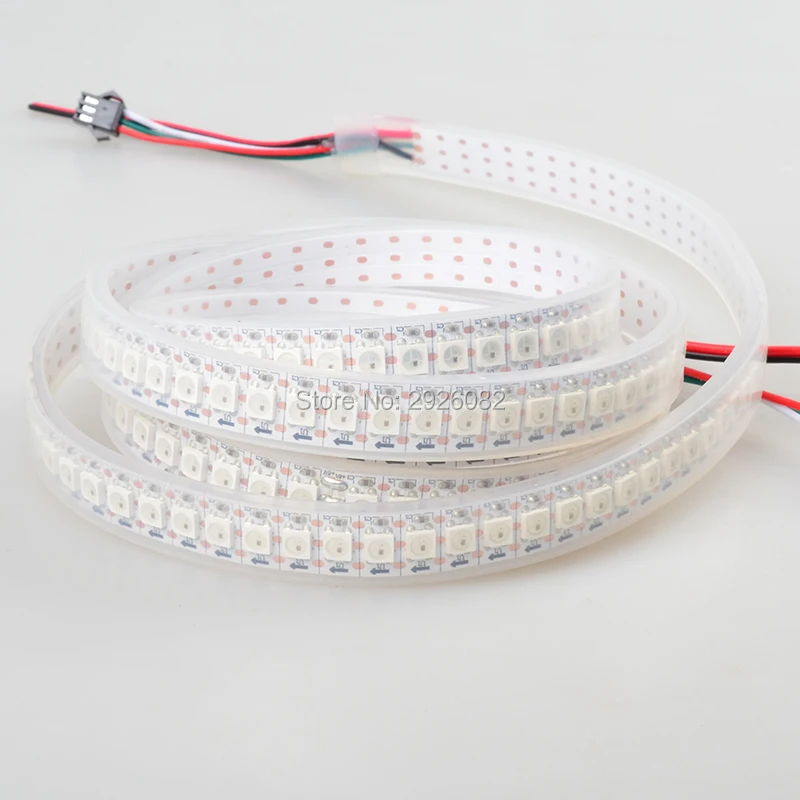 SK6812 magic digital dream color rgb led strip light; 144leds/m; 144pixels/m, 2m/roll; DC5V input; White PCB; Waterproof  IP67