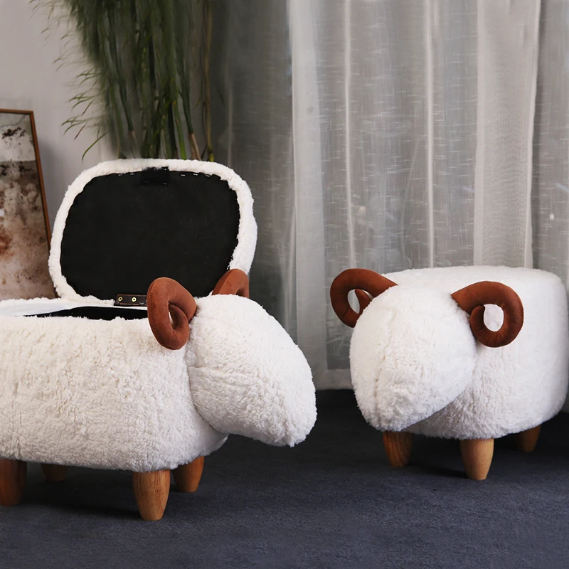 

Скамейка для обуви в скандинавском стиле креативная мебель дверная обувь низкие стулья из массива дерева для хранения ягненка животное дет...