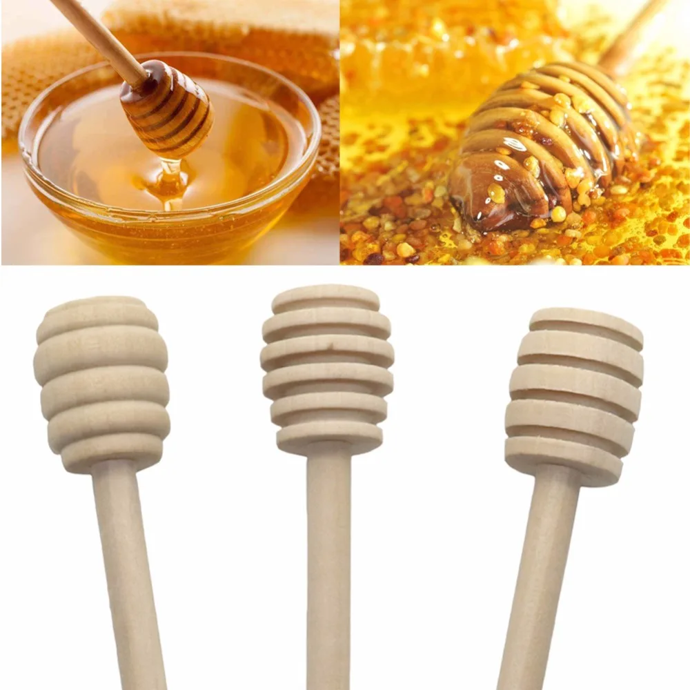 

50Pcs Wooden Honey Jam Stick Wood Honey Spoon Stir Bar for Honey Jar Supplies Long Handle Mixing Stick Wood Honey Splash Bar