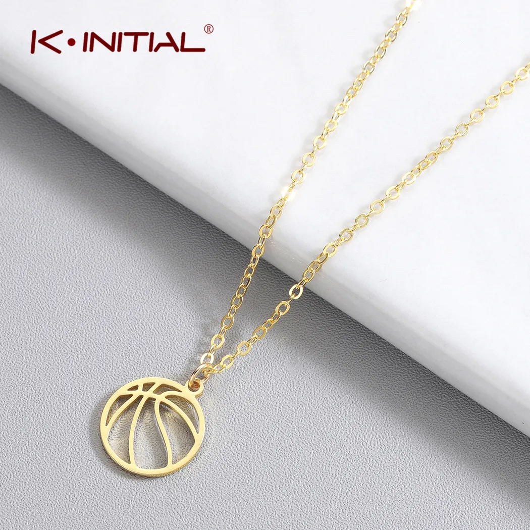 Kinitial Ball Pendant Necklace Sports Jewelry Sport Charm Volleyball Chain Necklace Gifts Volley ball Sports Fan collares