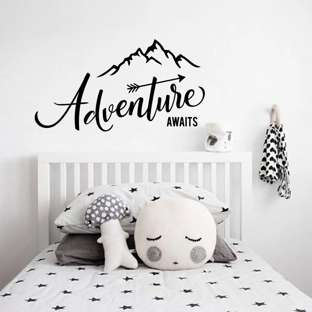 Adventure Begins wall stickers Travel wall decals Mountain Travel wall  sticker  adventure vinyl home room Bedroom decal G50