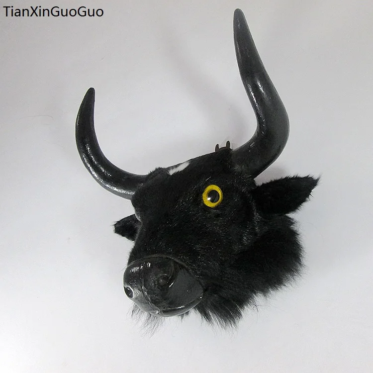 simulation black cattle's head hard model,polyethylene&furs wall pandent large 36x34x23cm handicraft,home decoration gift s0724