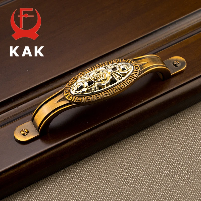 KAK Antique Vintage Wardrobe Door Knobs Zinc Alloy Ceramic Cabinet Handles Drawer Knobs European Style Furniture Handle Hardware