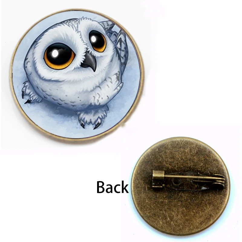 بروش بومة عتيق للرجال والنساء ، نمط فني ، سحر ، شارة كابوشون زجاجية ، هدية للأطفال ، حفلة تذكارية ، شعار يدوي الصنع ، DIY