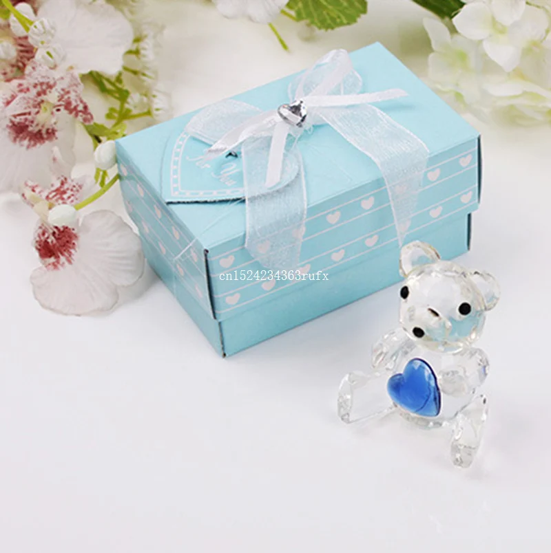 100 pcs Teddy Bear Figurines Birthday Party Giveaway Crystal Collection -Pink For Baby Girl Shower Favors