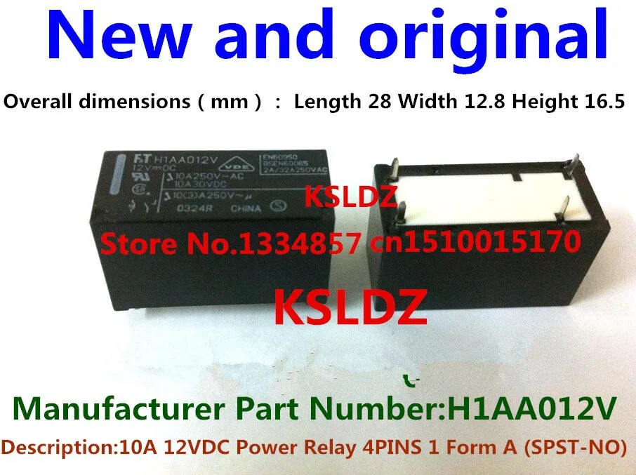 100%NewOriginal 10A 5VDC 12VDC 24VDC Power Relay FTR-H1AA005V H1AA005V FTR-H1AA012V H1AA012V FTR-H1AA024V H1AA024V DIP-4PINS