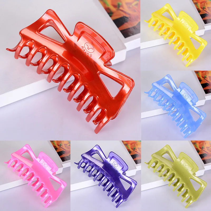 Hot 1000pcs Large Hair Claw Strong Crab Hair Clip Clamp Butterfly Hairpin Holder nine claws Bathing Hair Clip Horse tail Folder