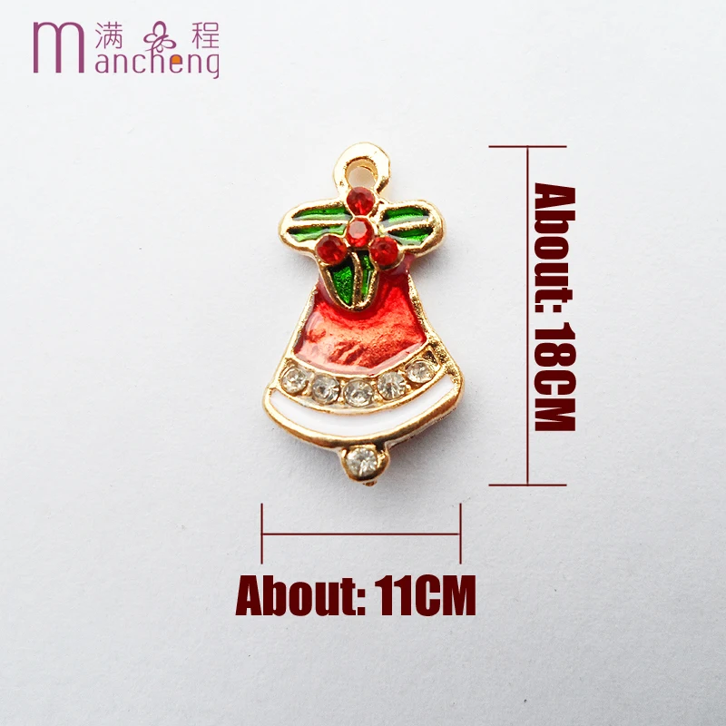 tiki arcane Christmas skirt pendant jewelry components gold color alloy metal red Christmas dress necklace pendant jewelry