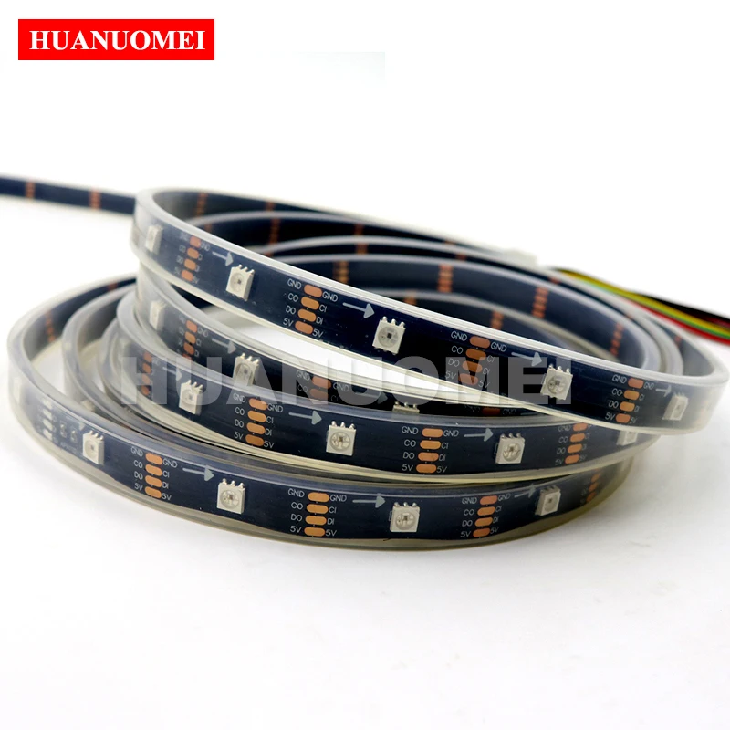 

5M 30LEDs/m Addressable APA102 LED Strip APA107 5050 SMD RGB Pixel Neon Tape TV Lights DC5V Black PCB Waterproof IP67