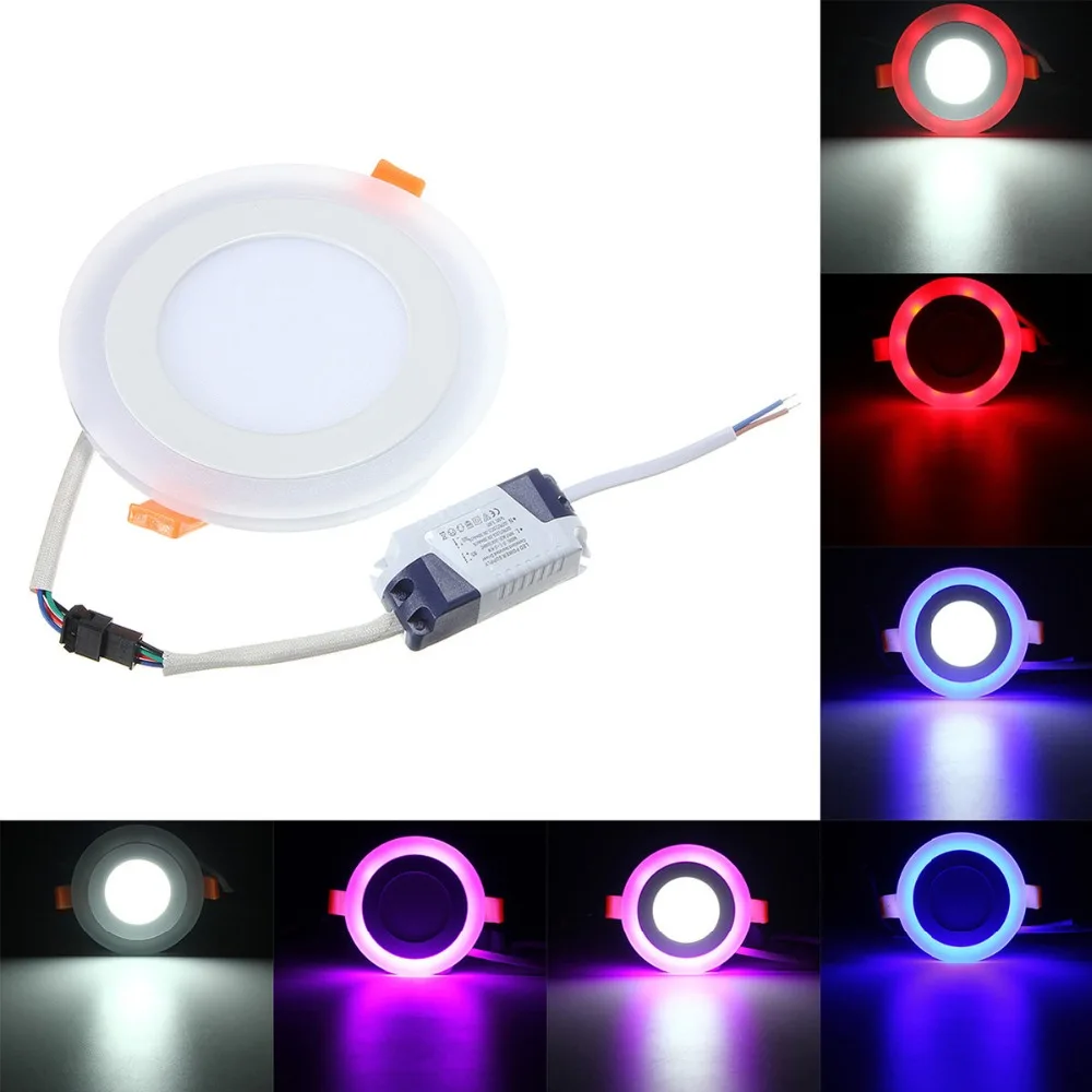 3 Model Round RGB+ white double color Led Panel Light 6w/9w/18w/24W AC85-265V Recessed LED Ceiiling Lamp led Ceiling lamp