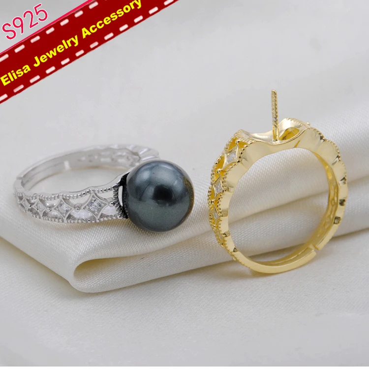 3Pcs/Lot S925 Sterling Silver Rings Settings Pearl Rings Components Women DIY Pearl Rings Findings Accessory