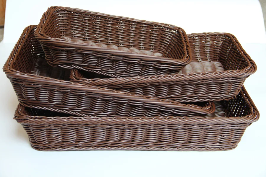 1PC Handmade Rattan Bread Baskets Bread Baskets Dried Fruit Organs Fruit Orders Rectangular Food Fruit Basket LB 284