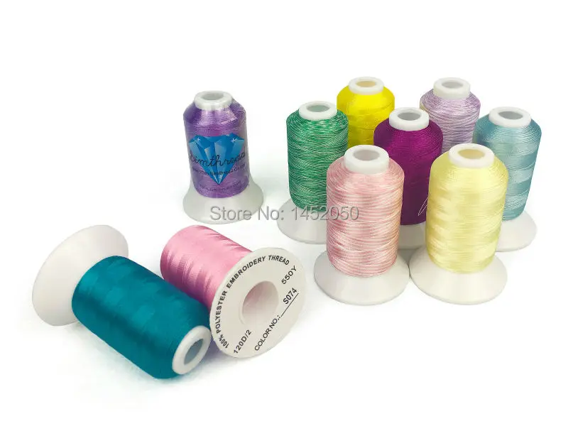 SIMTHREAD 120 Assorted Colors 100% Polyester Embroidery Thread 550 Yards/Spool Free Shipping