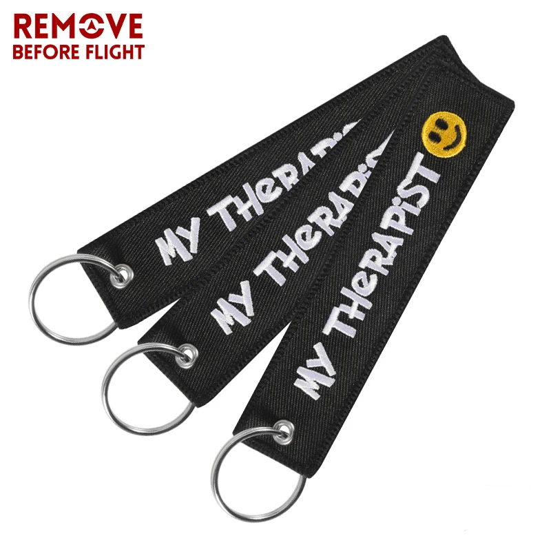 20 PCS My Therapist Key Chains for Cars and Motorcycle Black Embroidery Key Ring Chain Gifts Keychain Holder Jewelry llavero