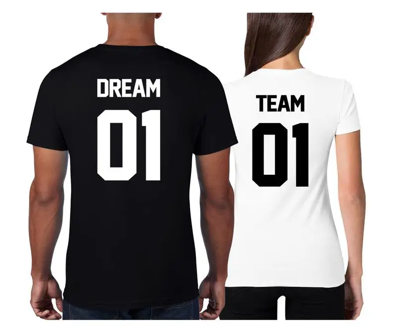 Sugarbaby Dream Team Couple T-Shirt black white couple gifts Short Sleeve Fashion Matching T shirt Couple's Fashion Tees