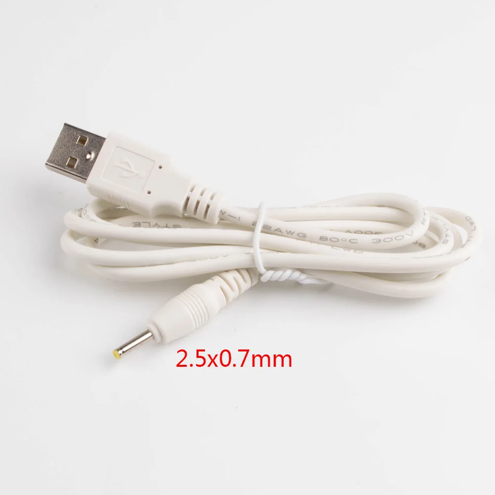 DC Power Adapter Plug USB Convert To 2.5*0.7mm/DC 2.5*0.7 2.5 x 0.7 mm White Jack With Cord Connector Barrel Cable