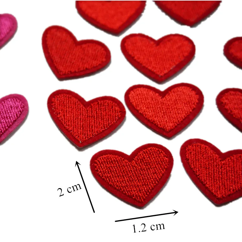 Parches bordados de corazones rojos para coser, insignias bordadas para bolso, Jeans, sombrero, camiseta, apliques DIY, decoración artesanal, 10