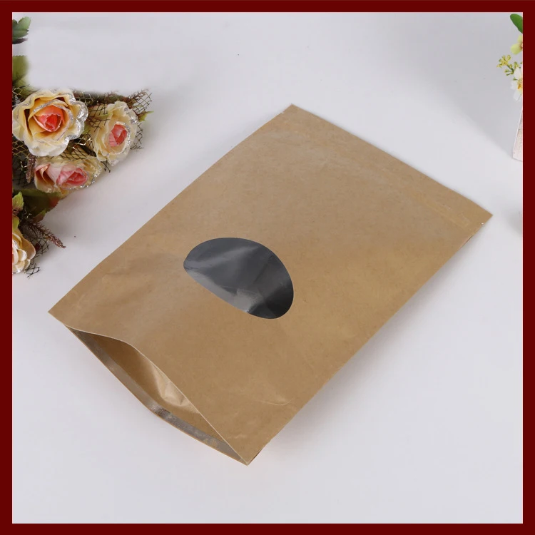 13*18+4cm 30pcs Kraft Paper Ziplock Window Bag For Gift/tea/candy/jewelry/bread Packaging Paper Food Bag Diy Jewelry Display