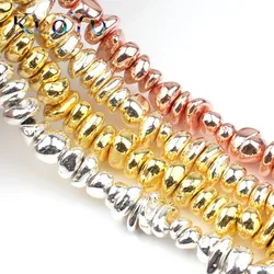 Natural Irregular Golden Slivery Plated Hematite Beads Flat Loose Stone Beads For Jewelry Making Diy Fashion Bracelets 15