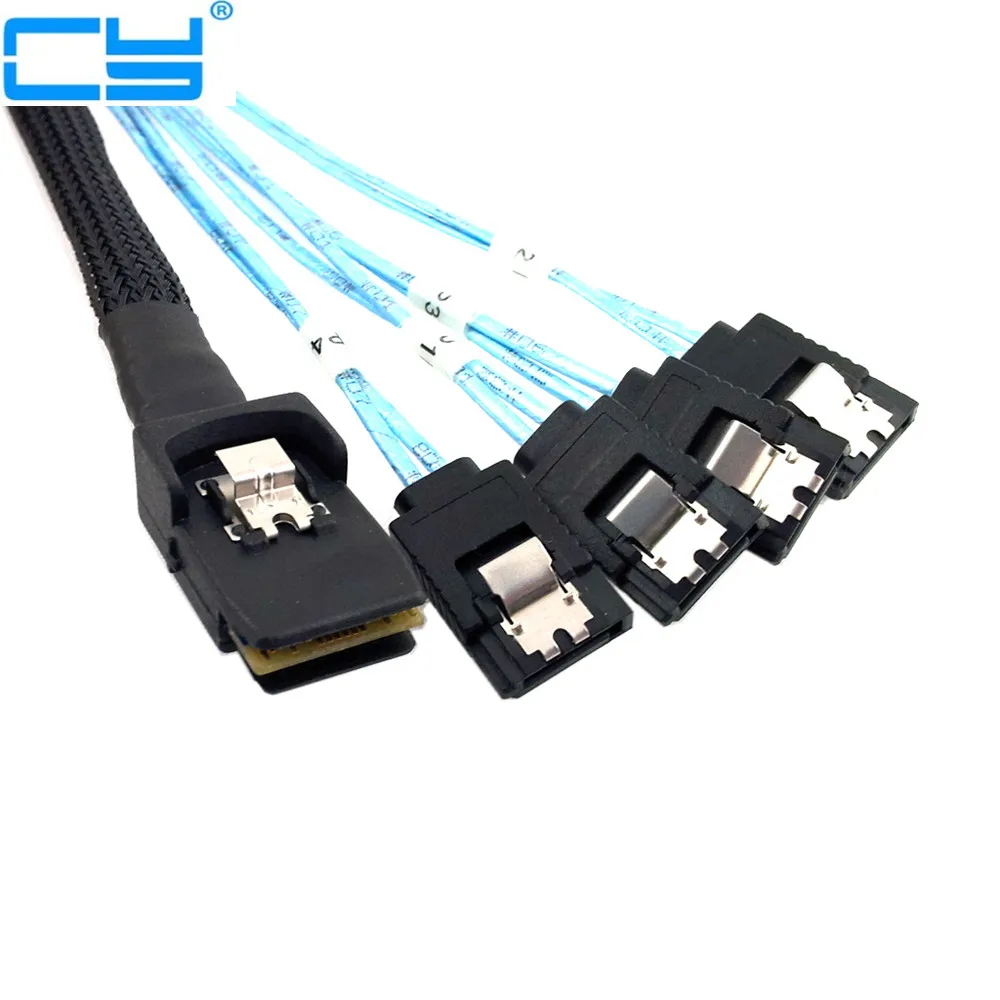 

Mini SAS 4i SFF-8087 Host to 4 SATA 7Pin Target Hard Drive Splitter Cable 100cm 1.0m