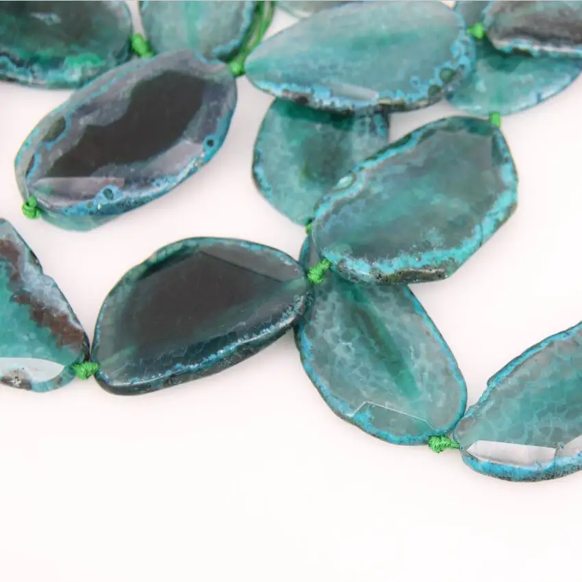 Approx 7PCS,Raw Natural Black Achate Long Faceted Slab Slice Beads Charm,Drilled Large Size Polished Achate in Random Shape