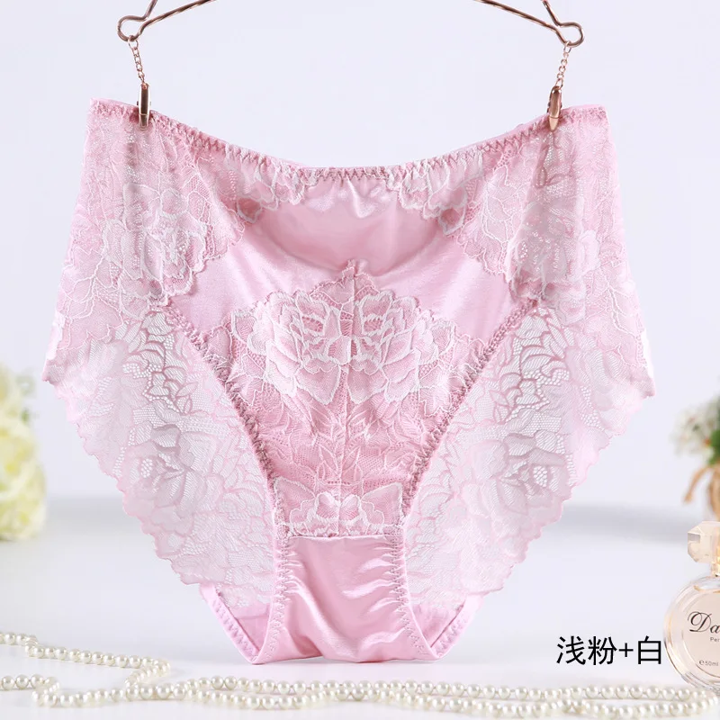 Ropa Interior Femeni Briefs Plus Size 7XL High Waist  Large Size Transparent Flower Lace Lingeries  Women\'s Panties  Underwears